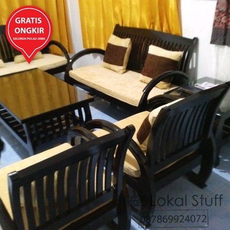 Kursi Sofa tamu minimalis klasik kayu jati perhutani